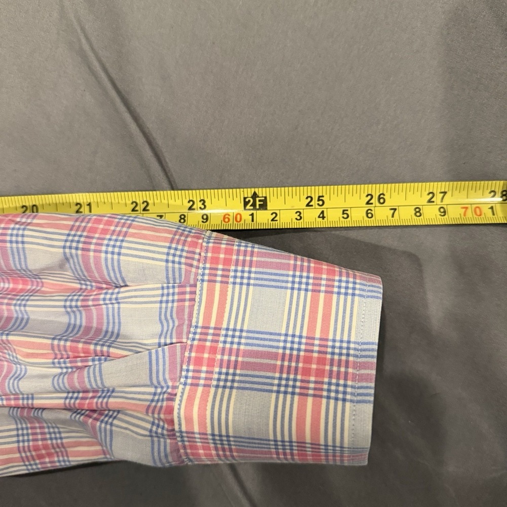 Gitman Bros Shirt Mens Large Blue/Pink Plaid 100% Cotton Made USA Button Down - Picture 8 of 8